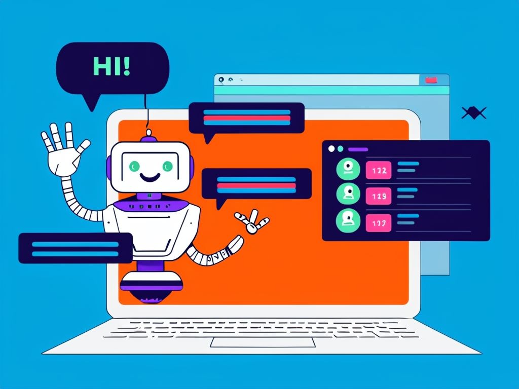 Vibrant Illustration Of Laptop With Friendly Robot Character